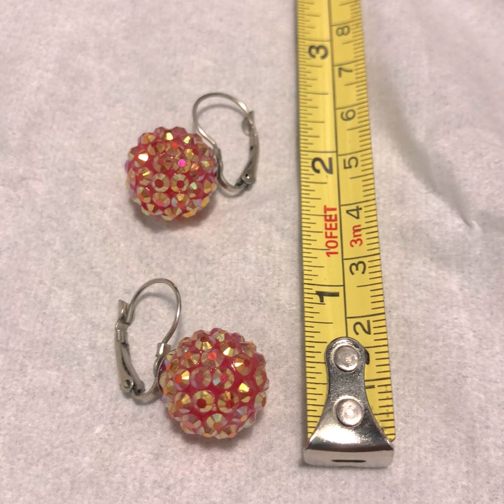 Fun iridescent orange bobble dangle earrings